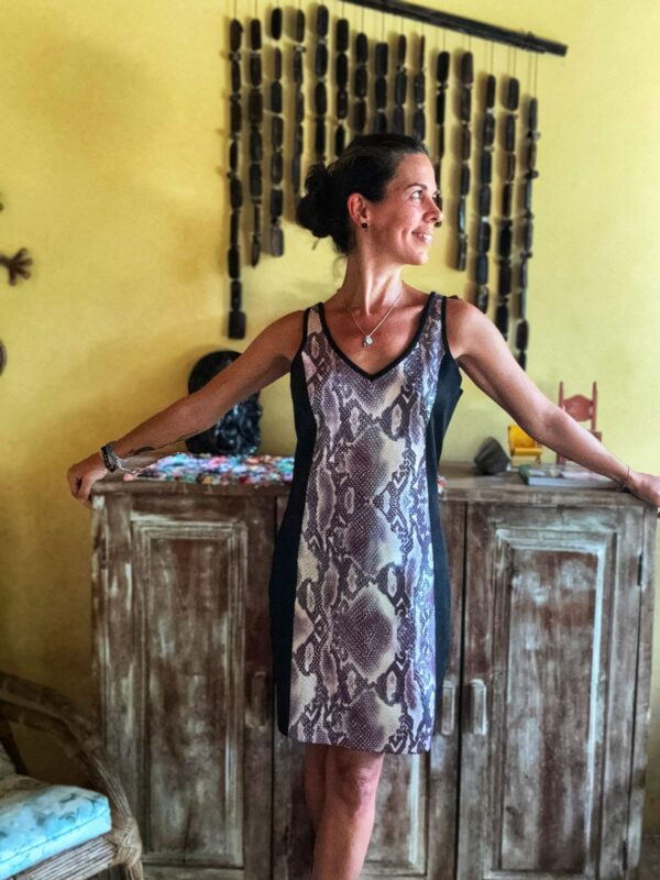 Vestido preto animal print - Shoulder - tam G