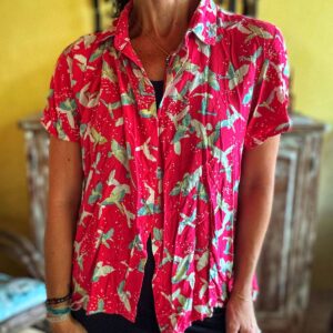 Camisa rosa estampa de pássaros – Hering – tam G