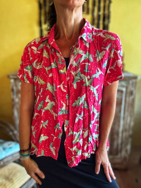 Camisa rosa estampa de pássaros - Hering - tam G