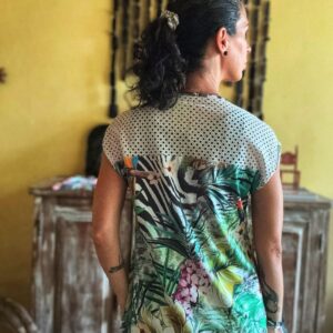 Blusa verde estampada com detalhes – Alk Casual – tam P