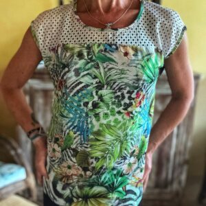 Blusa verde estampada com detalhes – Alk Casual – tam P