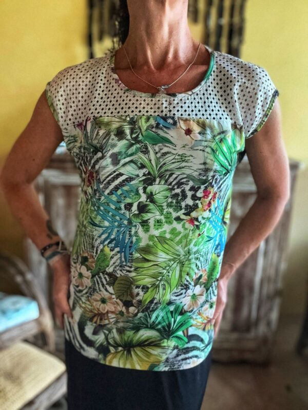 Blusa verde estampada com detalhes - Alk Casual - tam P