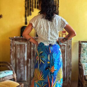 Saia azul estampada – Amora Rio – tam M