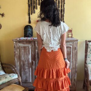 Saia laranja com babados – Hush by Rosana – tam M
