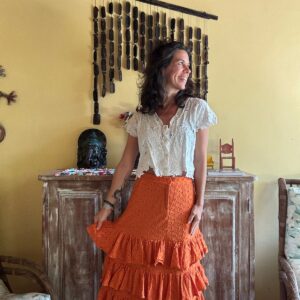 Saia laranja com babados – Hush by Rosana – tam M