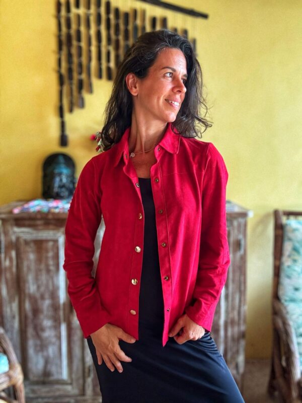 Casaco / Camisa manga comprida suede vermelha - Ellus - tam 36
