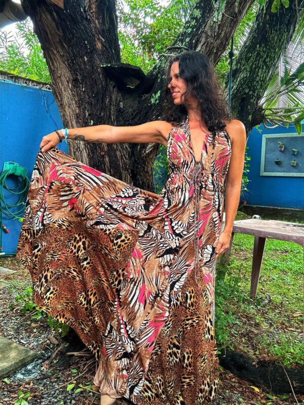 Vestido longo seda animal print - Vera Arruda - tam 38 - Image 6