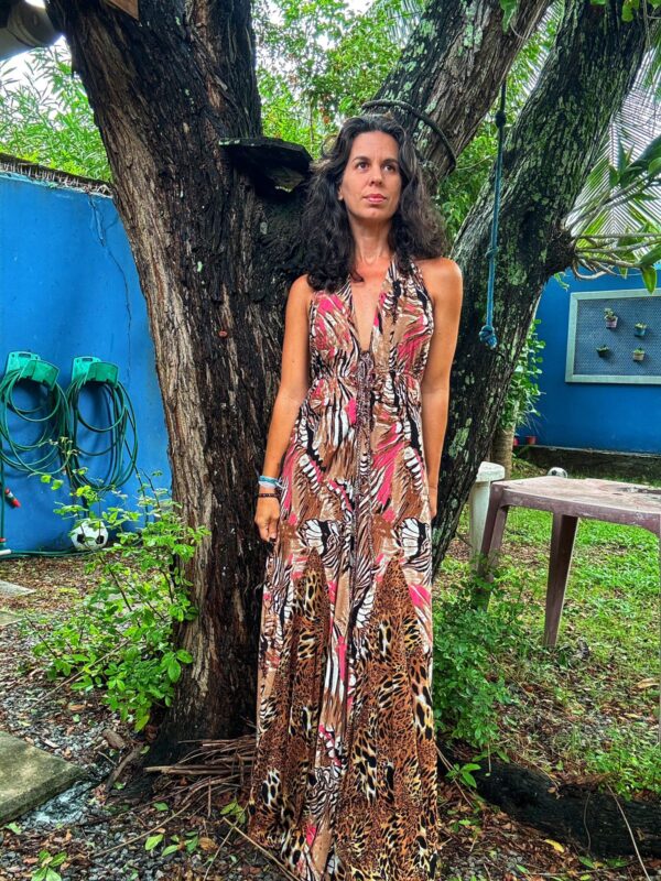 Vestido longo seda animal print - Vera Arruda - tam 38 - Image 7
