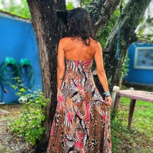 Vestido longo seda animal print – Vera Arruda – tam 38