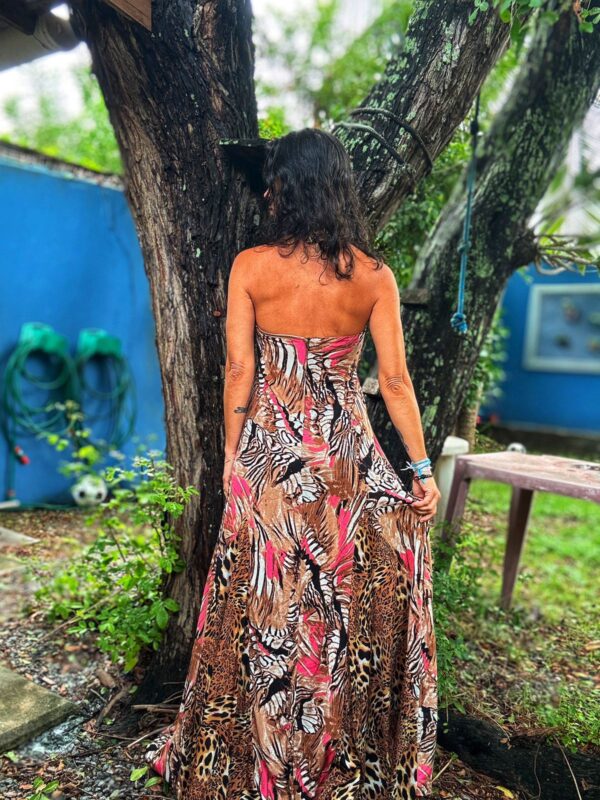 Vestido longo seda animal print - Vera Arruda - tam 38 - Image 2