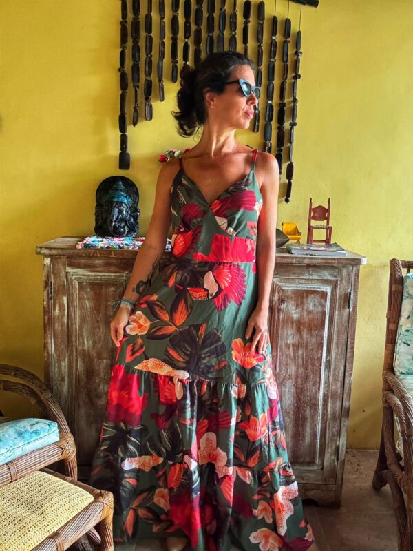 Vestido longo com estampa tropical - tam 38 - Image 5