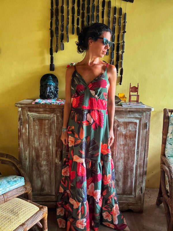 Vestido longo com estampa tropical - tam 38 - Image 4