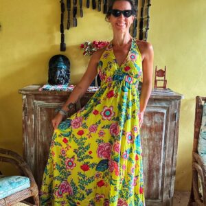 Vestido longo estampa amarela floral – Le Lis Blanc – tam 38