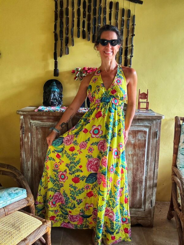 Vestido longo estampa amarela floral - Le Lis Blanc - tam 38