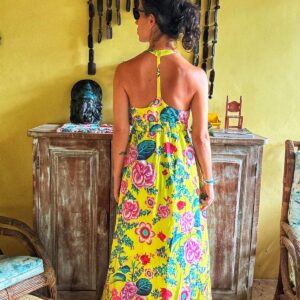 Vestido longo estampa amarela floral – Le Lis Blanc – tam 38