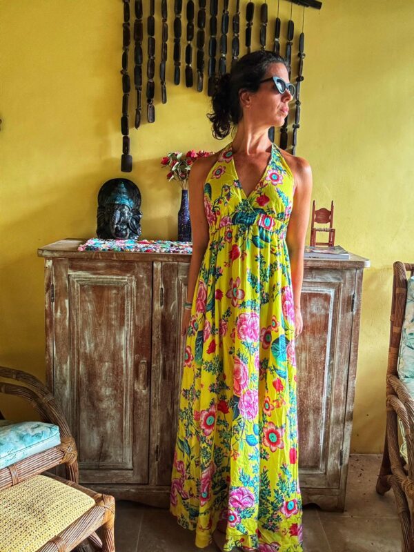 Vestido longo estampa amarela floral - Le Lis Blanc - tam 38 - Image 5