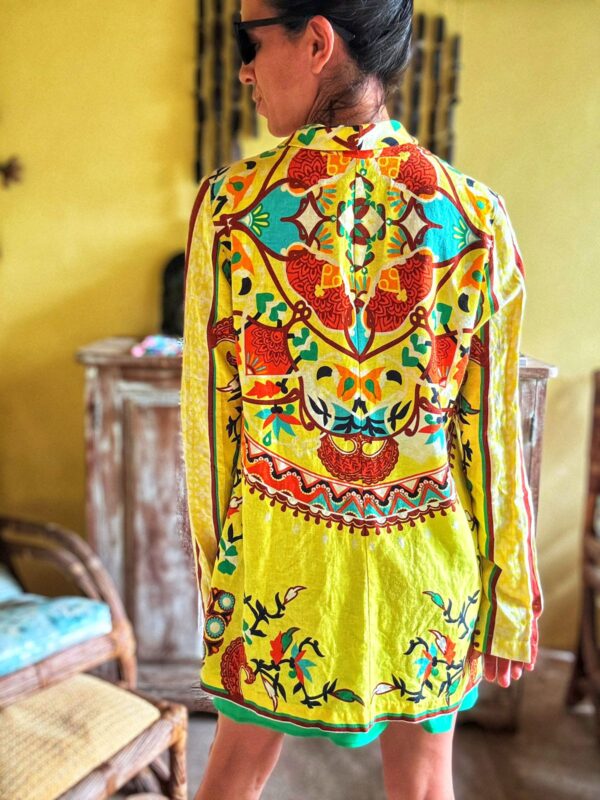 Blazer de linho amarelo estampado - tam 38 - Image 3