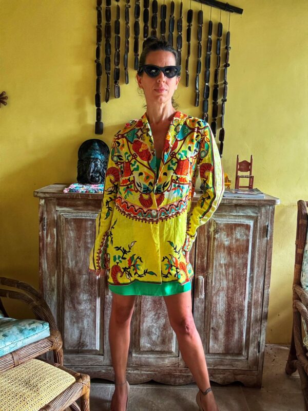Blazer de linho amarelo estampado - tam 38 - Image 5