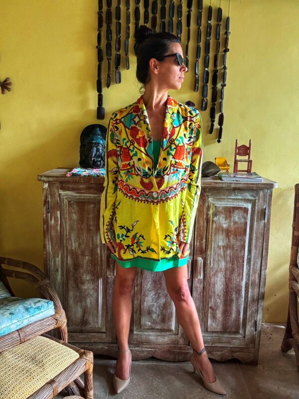 Blazer de linho amarelo estampado - tam 38 - Image 4