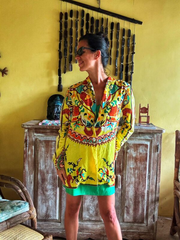 Blazer de linho amarelo estampado - tam 38 - Image 2