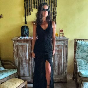 Vestido preto com brilho  – Cecilia Prado – tam P
