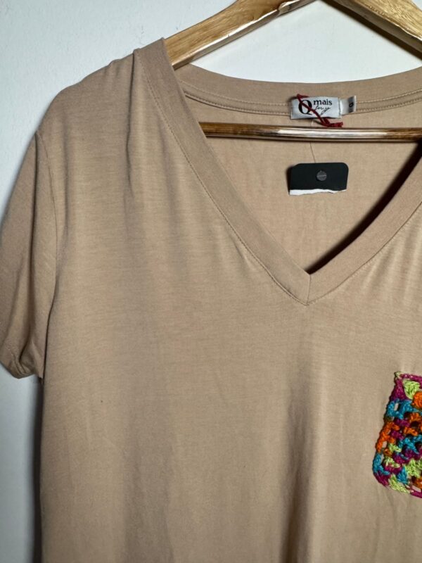 Camisa nude detalhe de crochê - Q Mais - tam M - Image 3