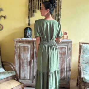 Vestido longo verde musgo – Liu Han – tam G