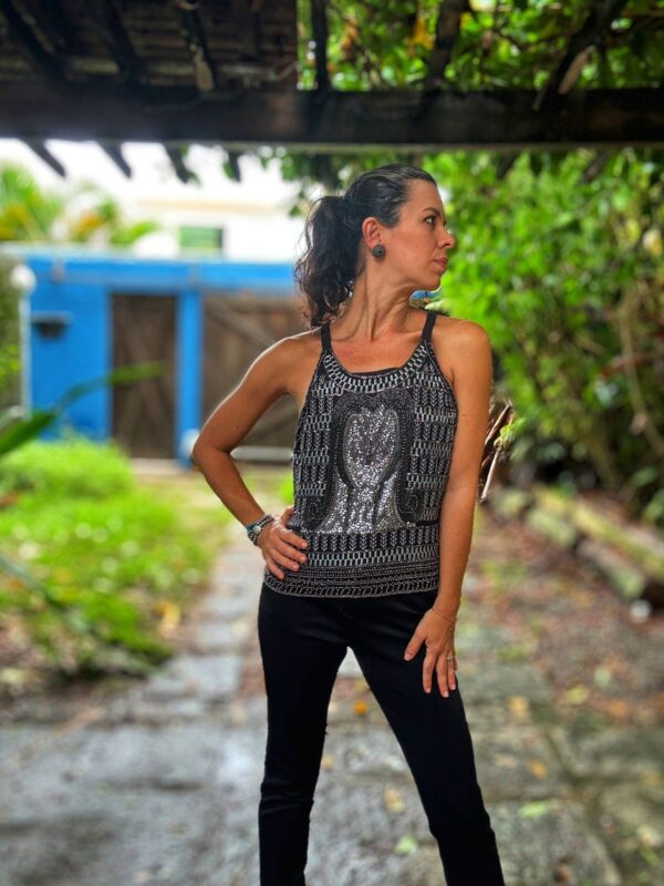 Blusa preta com pedraria - John John - tam M - Image 5