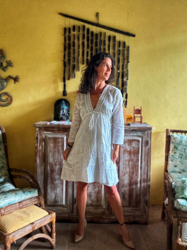 Vestido branco de algodão - Baubaú - tam 38