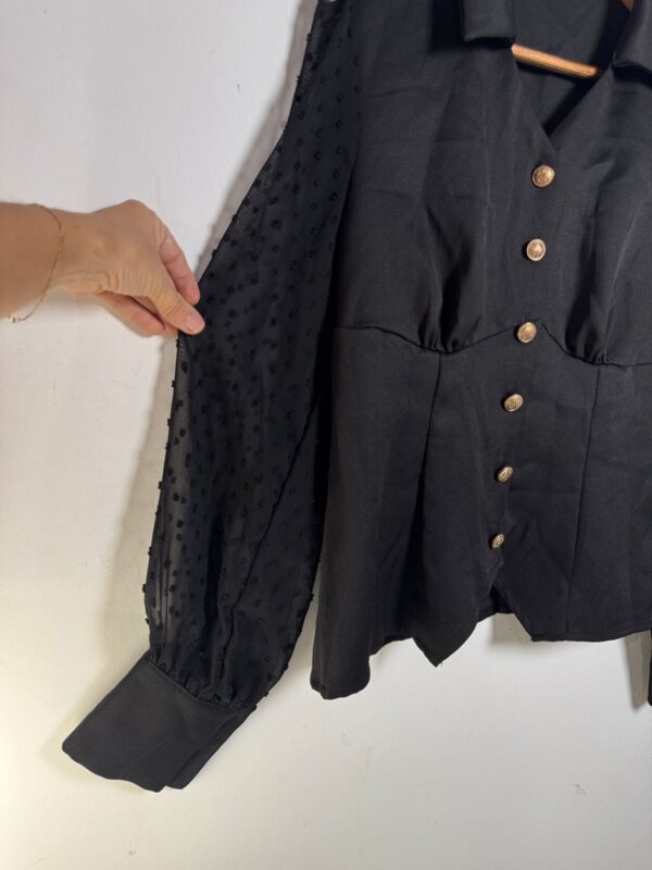 Camisa preta de manga comprida em tule - Shein - tam G - Image 3