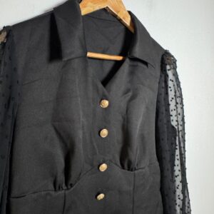 Camisa preta de manga comprida em tule – Shein – tam G