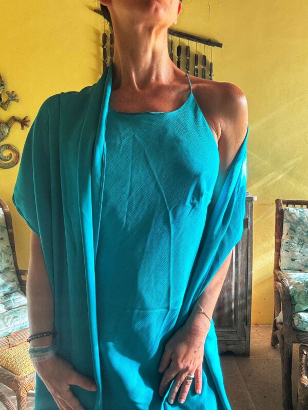 Vestido longo verde com echarpe - J. Cosi - tam P - Image 3