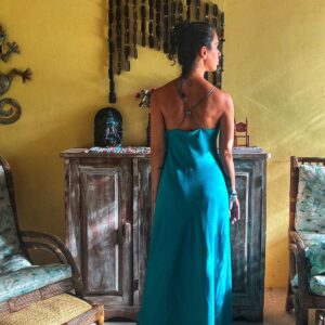 Vestido longo verde com echarpe – J. Cosi – tam P