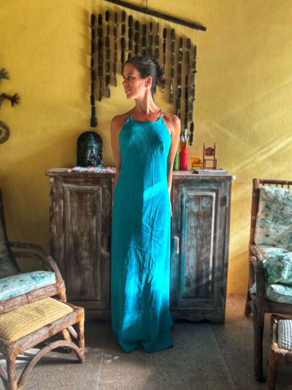 Vestido longo verde com echarpe - J. Cosi - tam P - Image 8