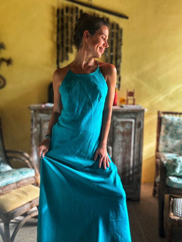 Vestido longo verde com echarpe - J. Cosi - tam P - Image 7