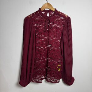 Camisa vinho de renda com manga comprida – tam 38