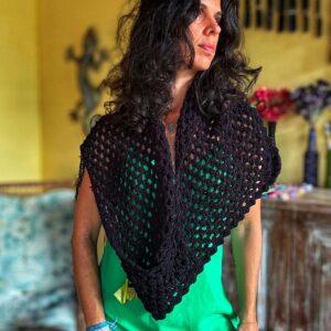 Xale de crochê preto