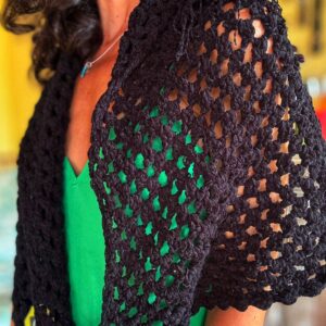 Xale de crochê preto