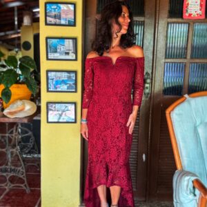 Vestido longo vinho de renda – Nari – tam M