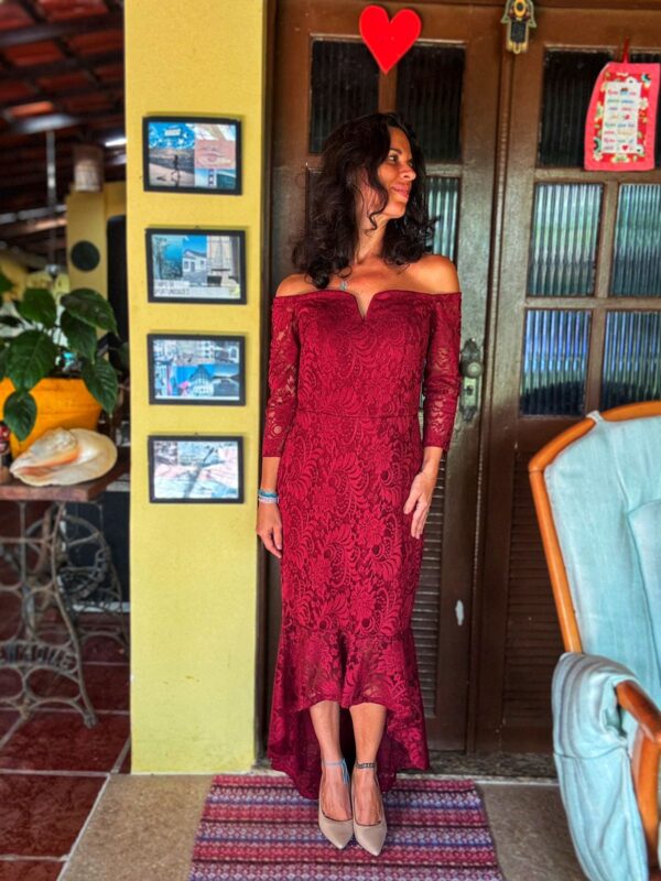 Vestido longo vinho de renda - Nari - tam M - Image 2