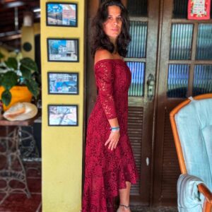 Vestido longo vinho de renda – Nari – tam M