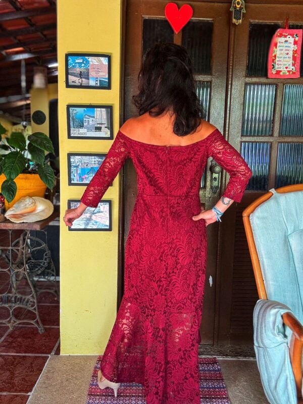 Vestido longo vinho de renda - Nari - tam M - Image 3