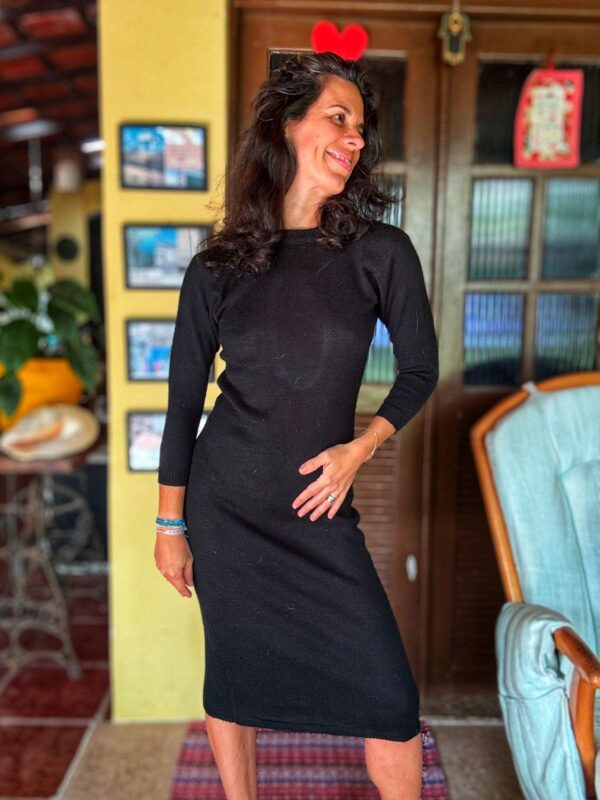 Vestido preto de tricô - tam M - Image 4