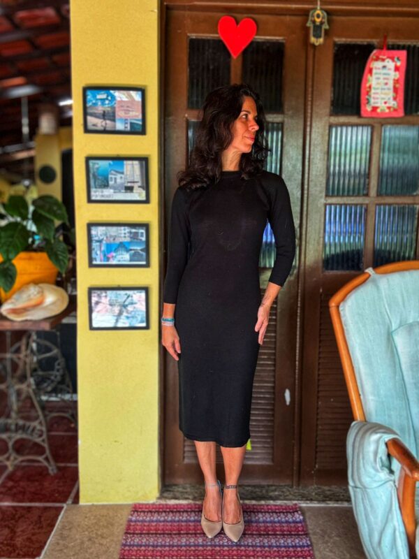 Vestido preto de tricô - tam M