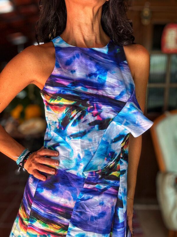 Vestido estampado roxo / azul - Axav - tam P - Image 3