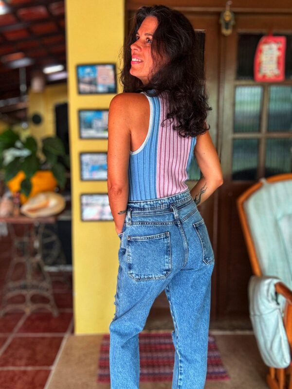 Blusa rosa e azul com brilho - Az Collection - tam 42 - Image 3