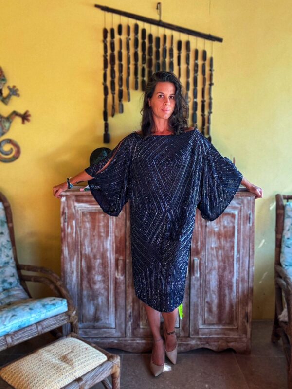 Vestido de festa preto miçangas bordadas - tam 38 - Image 6