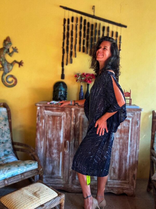 Vestido de festa preto miçangas bordadas - tam 38 - Image 3