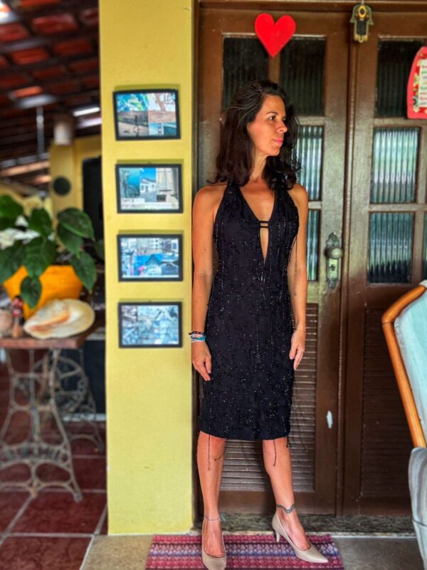 Vestido com decote e miçangas - Art Blue - tam 38 - Image 3