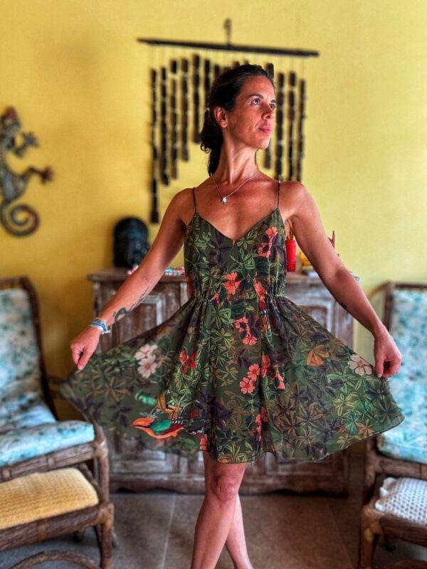 Vestido verde estampado - Farm - tam M